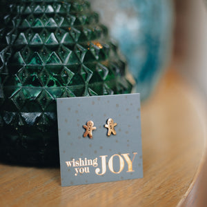 Stainless Steel Earring Studs - Wishing You Joy - GINGERBREAD MEN