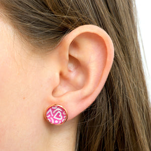 PINK COLLECTION - Never Give Up - Rose Gold 12mm Circle Studs - Hearty (11015)