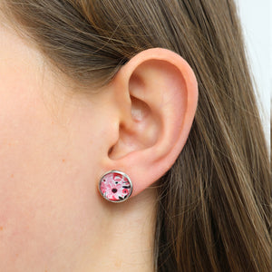 PINK COLLECTION - Beautiful Strong Unique - Vintage Silver 12mm Circle Studs - Tickled Pink (11243)