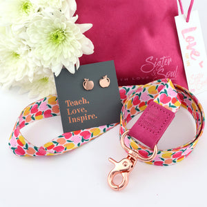 HOT PINK APPLE Teach Love Inspire Lanyard Gift Bundle (L11)