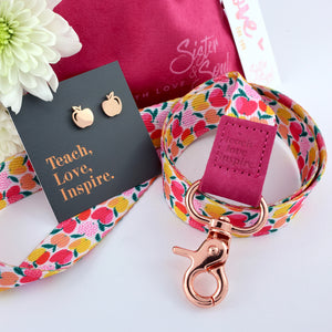 HOT PINK APPLE Teach Love Inspire Lanyard Gift Bundle (L11)