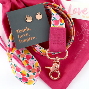 HOT PINK APPLE Teach Love Inspire Lanyard Gift Bundle (L11)