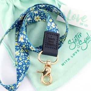 BLUE FLORAL LANYARD Love Just For You Mint Gift Bundle (S16)