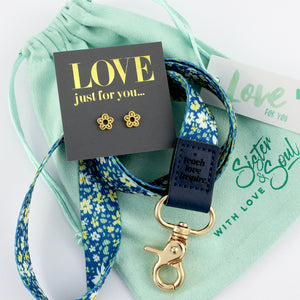 BLUE FLORAL LANYARD Love Just For You Mint Gift Bundle (S16)