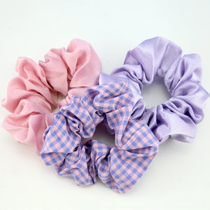 SCRUNCHIES 3 pack - PINK & PURPLE & GINGHAM (S18)