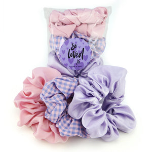 SCRUNCHIES 3 pack - PINK & PURPLE & GINGHAM (S18)