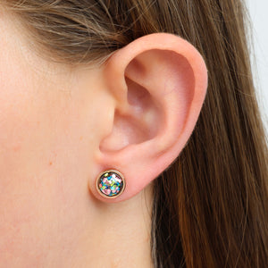 She Leaves A Little Sparkle - Rose Gold Stainless Steel 8mm Circle Studs - Glitter Pastels (11931)