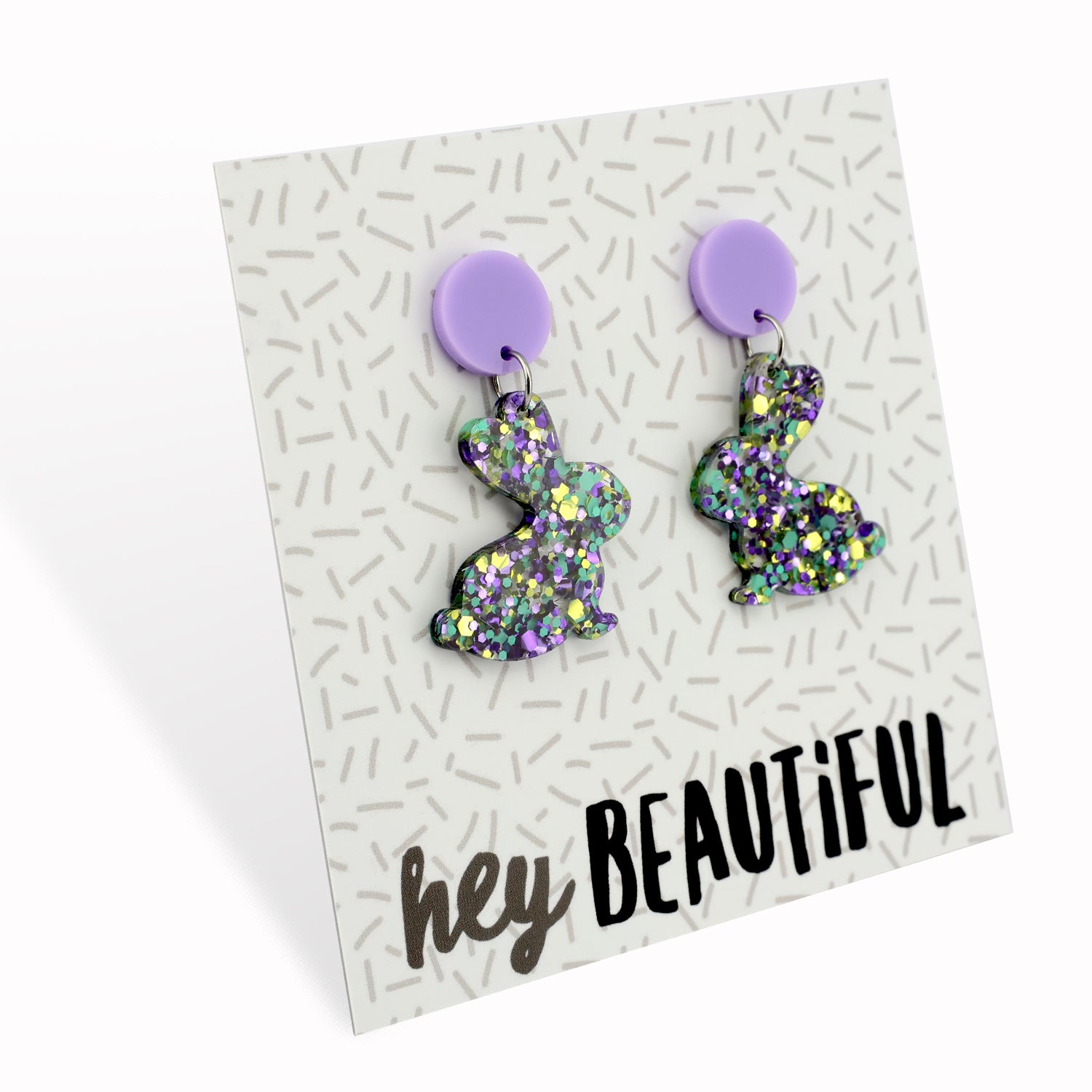 Acrylic Statement Dangles - Hey Beautiful - Big Beautiful Bunnies (11442)