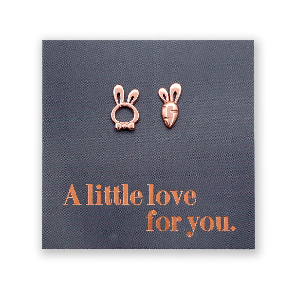 Sterling Silver Earring Studs - Love Just For You - BUNNY & CARROT Rose Gold (9614-F)