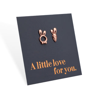 Sterling Silver Earring Studs - Love Just For You - BUNNY & CARROT Rose Gold (9614-F)