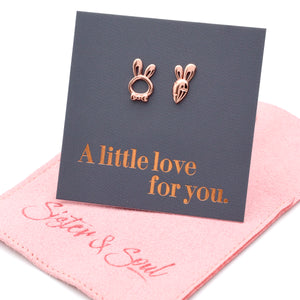 Sterling Silver Earring Studs - Love Just For You - BUNNY & CARROT Rose Gold (9614-F)