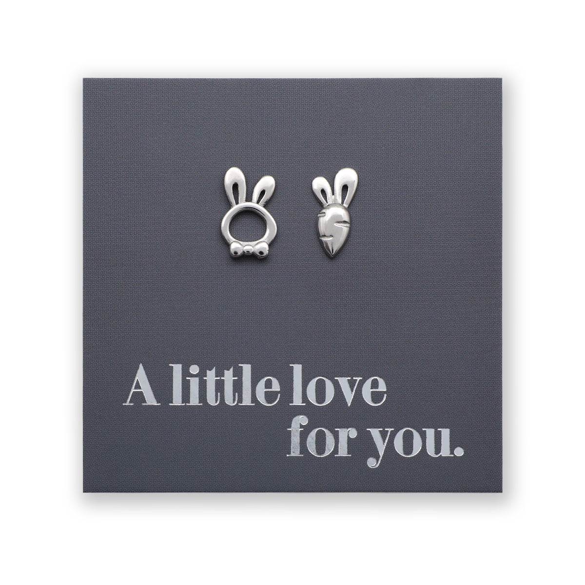 Sterling Silver Earring Studs - Love Just For You - BUNNY & CARROT Silver (9606)