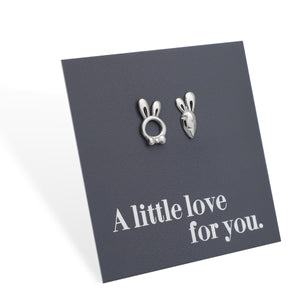 Sterling Silver Earring Studs - Love Just For You - BUNNY & CARROT Silver (9606)