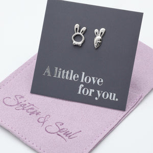 Sterling Silver Earring Studs - Love Just For You - BUNNY & CARROT Silver (9606)