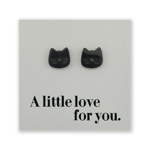 Stainless Steel Earring Studs - A Little Love For You - CUTE CAT FACE