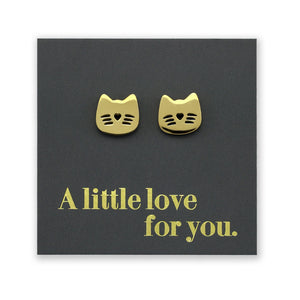 Stainless Steel Earring Studs - A Little Love For You - CUTE CAT FACE