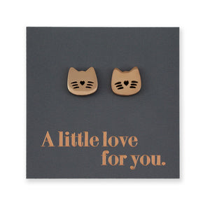 Stainless Steel Earring Studs - A Little Love For You - CUTE CAT FACE