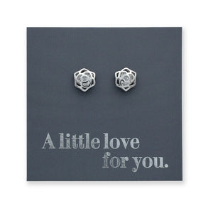 Rose Flower - Sterling Silver Stud with CZ - A Little Love For You (9412-R)