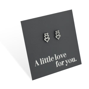 Stainless Steel Earring Studs - A Little Love For You - TRIPLE HEART