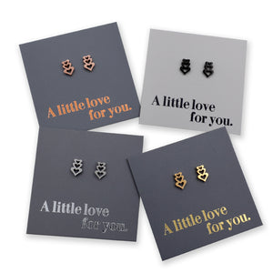 Stainless Steel Earring Studs - A Little Love For You - TRIPLE HEART