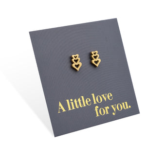 Stainless Steel Earring Studs - A Little Love For You - TRIPLE HEART