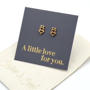 Stainless Steel Earring Studs - A Little Love For You - TRIPLE HEART