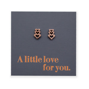 Stainless Steel Earring Studs - A Little Love For You - TRIPLE HEART