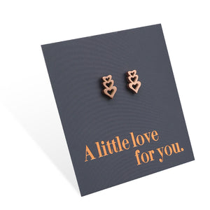 Stainless Steel Earring Studs - A Little Love For You - TRIPLE HEART