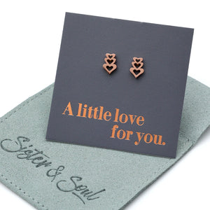 Stainless Steel Earring Studs - A Little Love For You - TRIPLE HEART