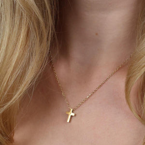 BELIEVE - Cross - Stainless Steel Gold Necklace (11312)