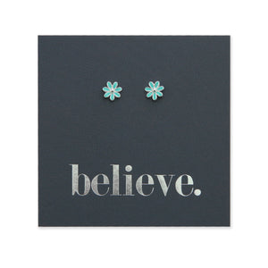 TEAL COLLECTION - Teal Daisies - Sterling Silver Studs - Believe (2115-R)