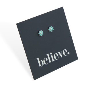 TEAL COLLECTION - Teal Daisies - Sterling Silver Studs - Believe (2115-R)