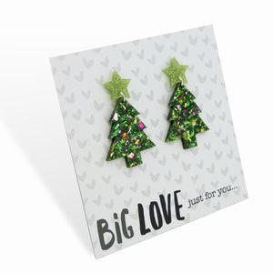 Acrylic & Resin Dangles - 'Big Love Just For You' - Fraser Fir Sparkle Christmas Tree (11231)