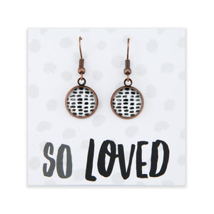 Black & White Collection - So Loved - Vintage Copper Dangle Earrings - Black Strokes (10955)