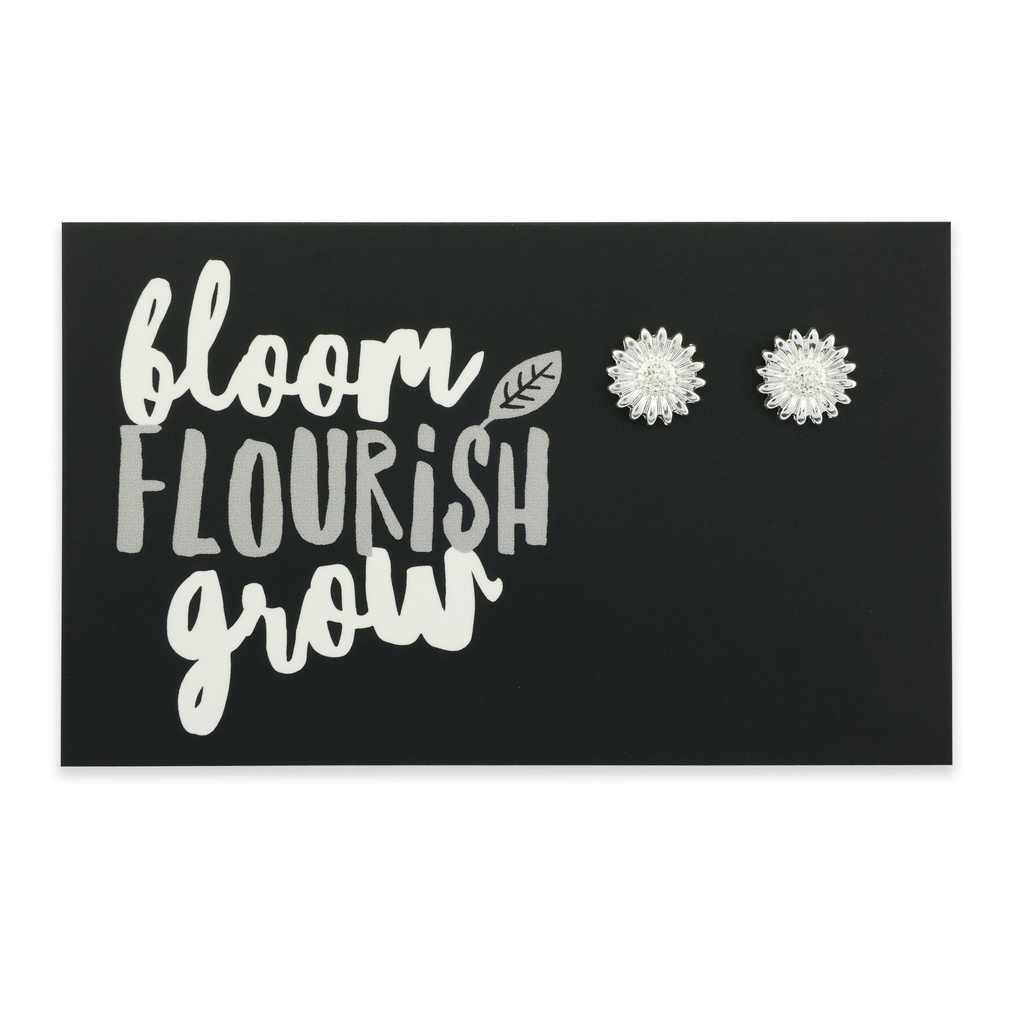 Forever Spring - Bloom Flourish Grow! Sunflower Earring Studs - Bright Silver (2106-F)