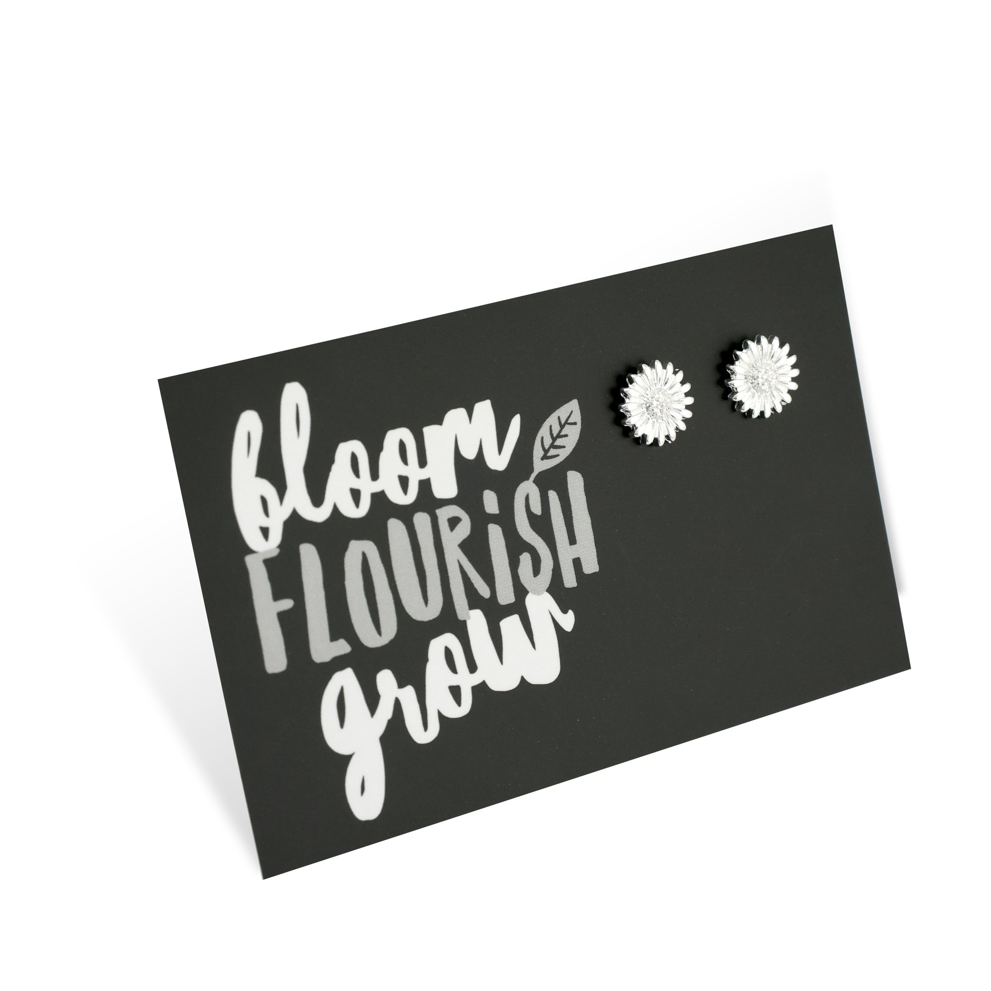 Forever Spring - Bloom Flourish Grow! Sunflower Earring Studs - Bright Silver (2106-F)