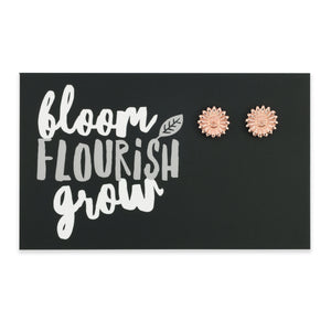 Forever Spring - Bloom Flourish Grow! Sunflower Earring Studs - Rose Gold (2304-R)