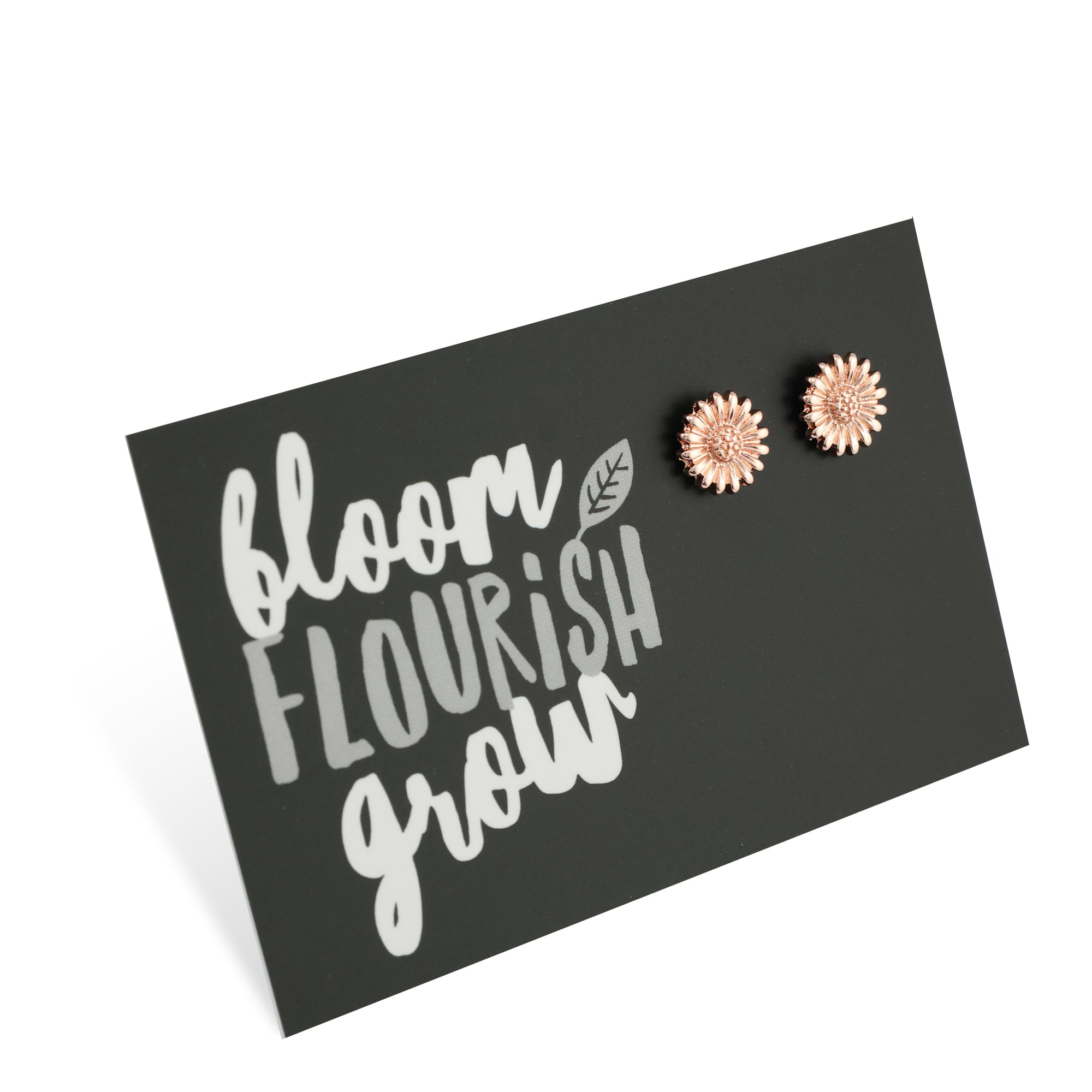 Forever Spring - Bloom Flourish Grow! Sunflower Earring Studs - Rose Gold (2304-R)