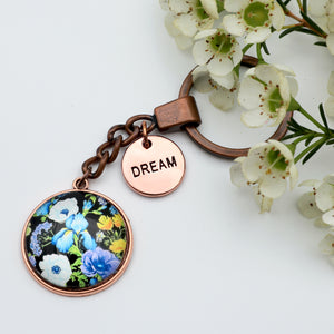 FLORAL WONDERS - Vintage Rose Gold 'DREAM' Keyring - BLOSSY (10421)