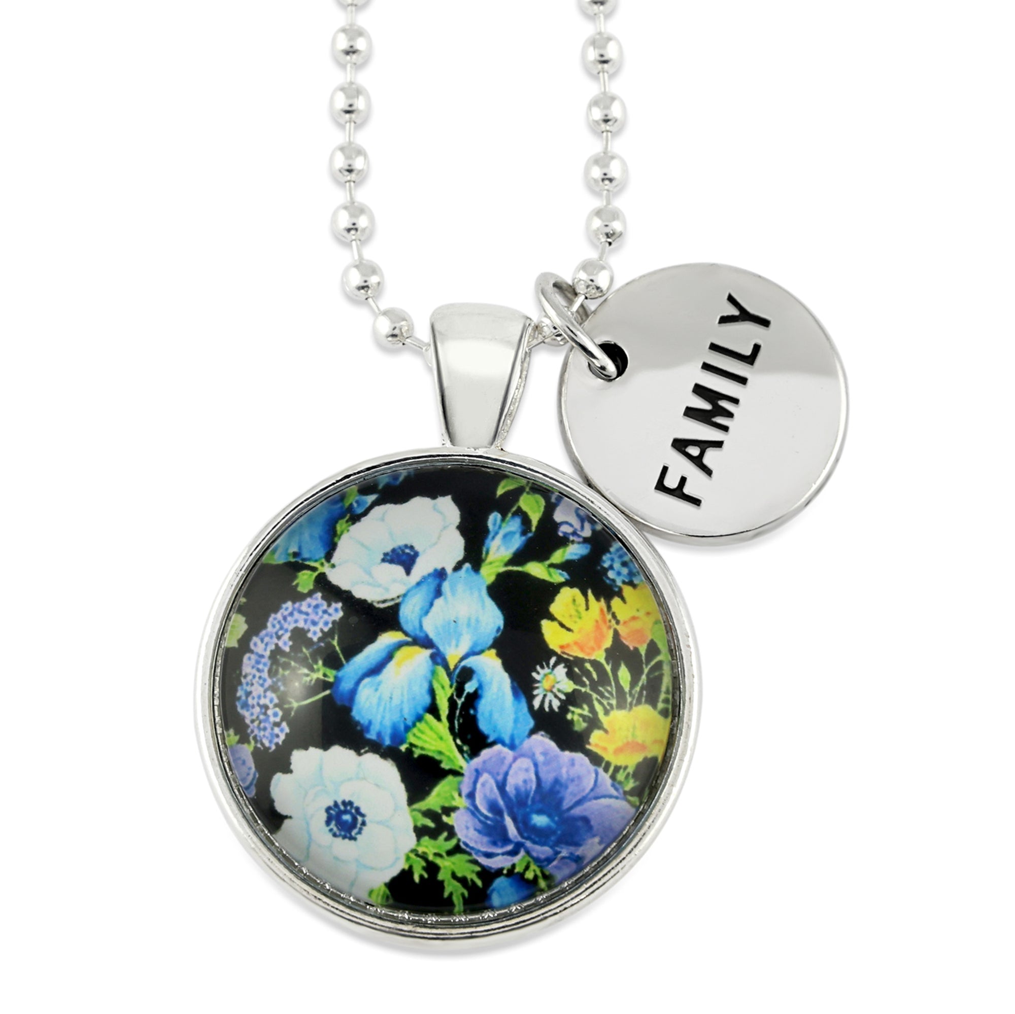 FLORAL WONDERS - Bright Silver 'FAMILY' Necklace - Blossy (10445)