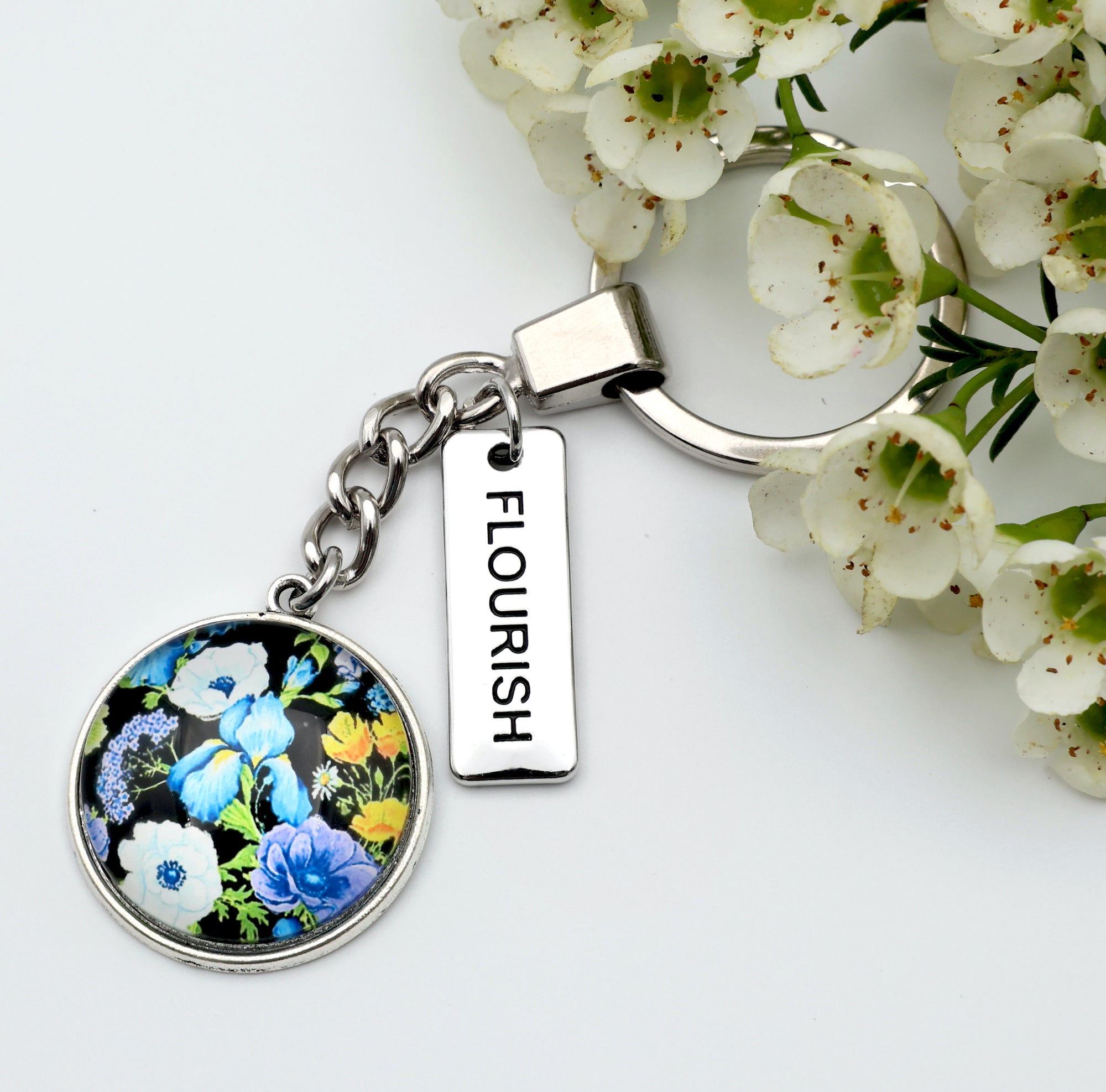 BLOSSY-Flourish-VintageSilverKeyring1