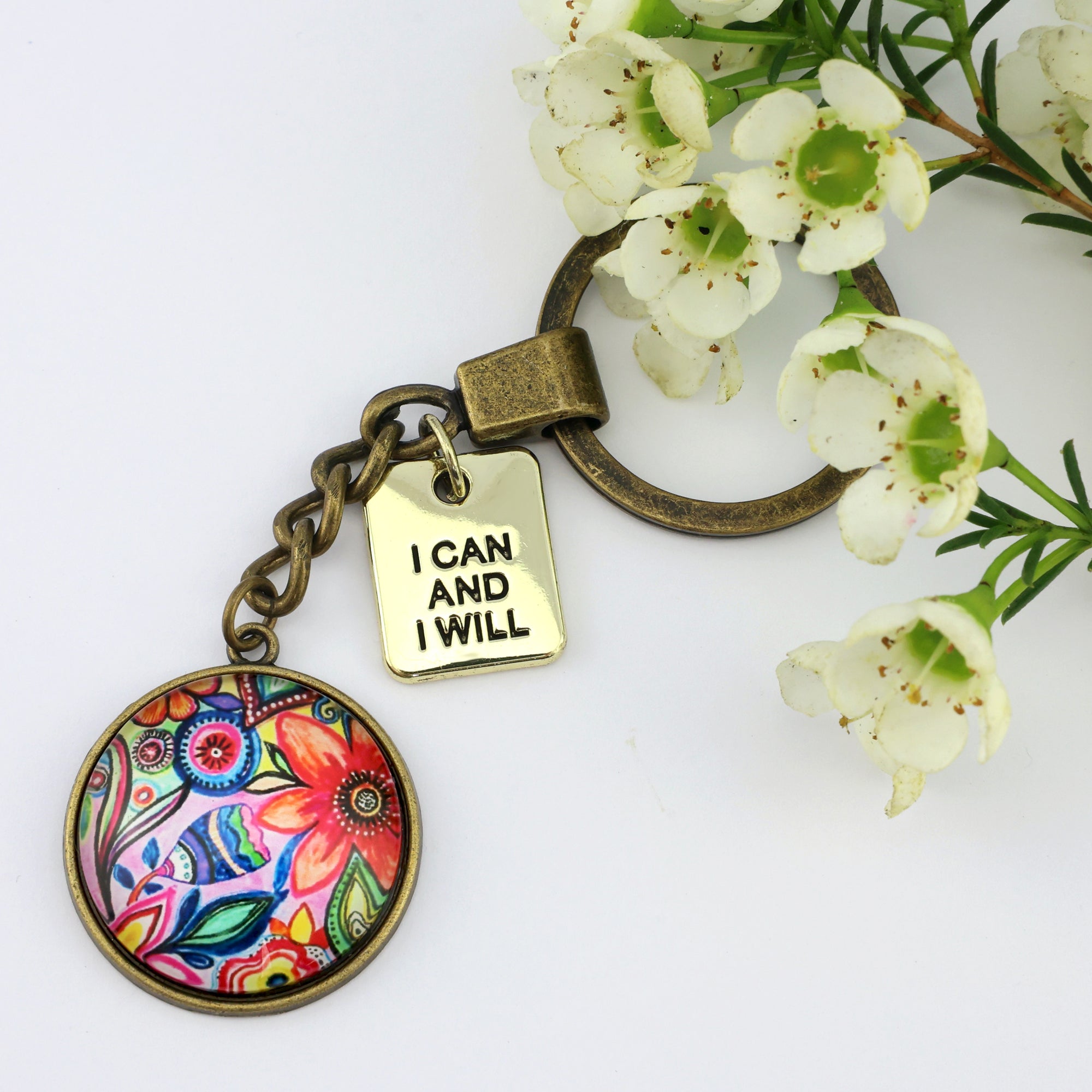 CABANA-ICanAndIWill-VintageGoldKeyring1