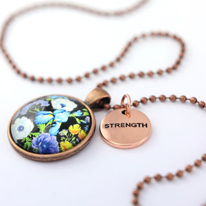 FLORAL WONDERS - Vintage Copper 'STRENGTH' Necklace - Blossy (10811)