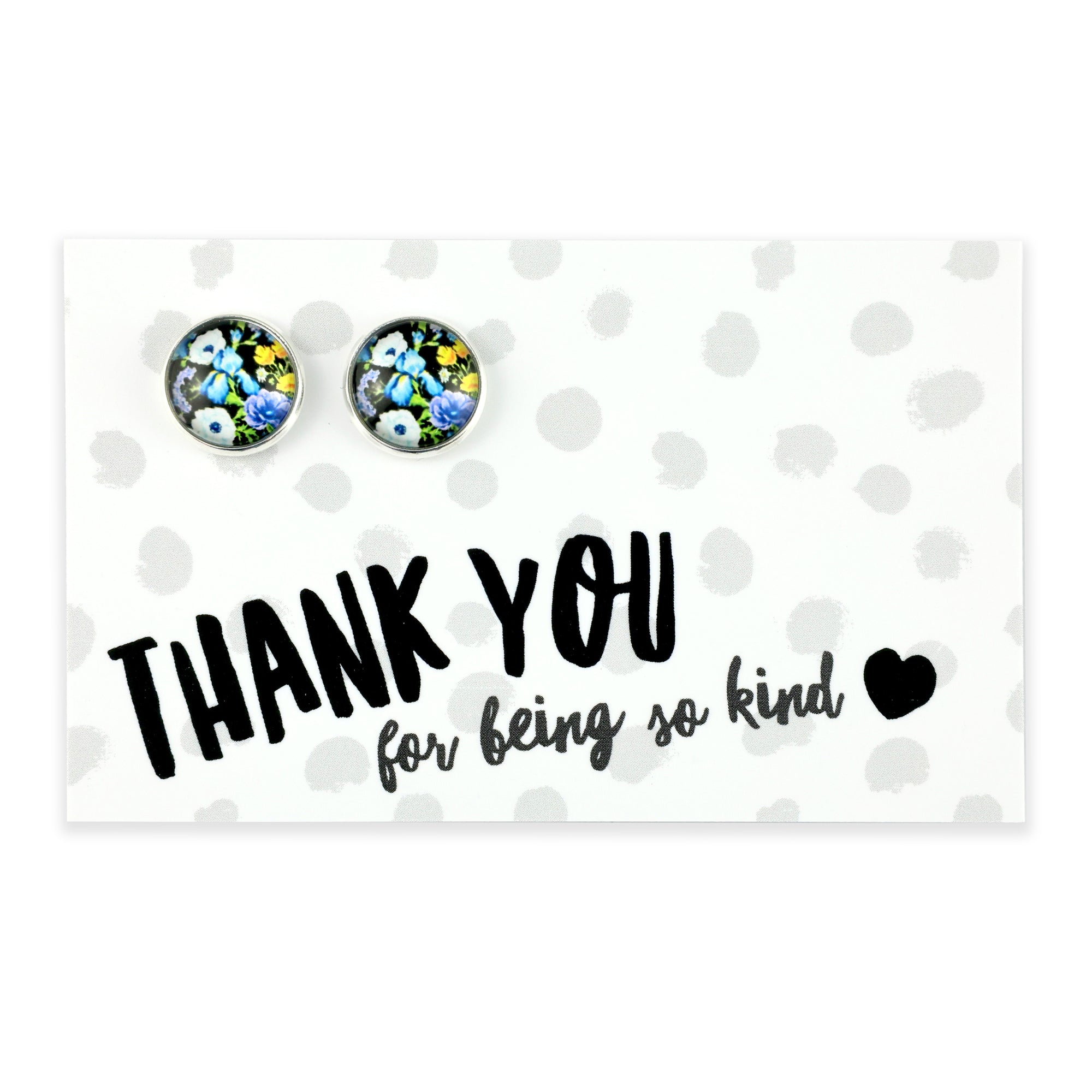 FLORAL WONDERS - Thank You For Being So Kind - Bright Silver 12mm Circle Studs - BLOSSY (10542)