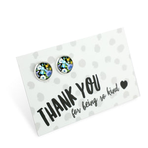 FLORAL WONDERS - Thank You For Being So Kind - Bright Silver 12mm Circle Studs - BLOSSY (10542)