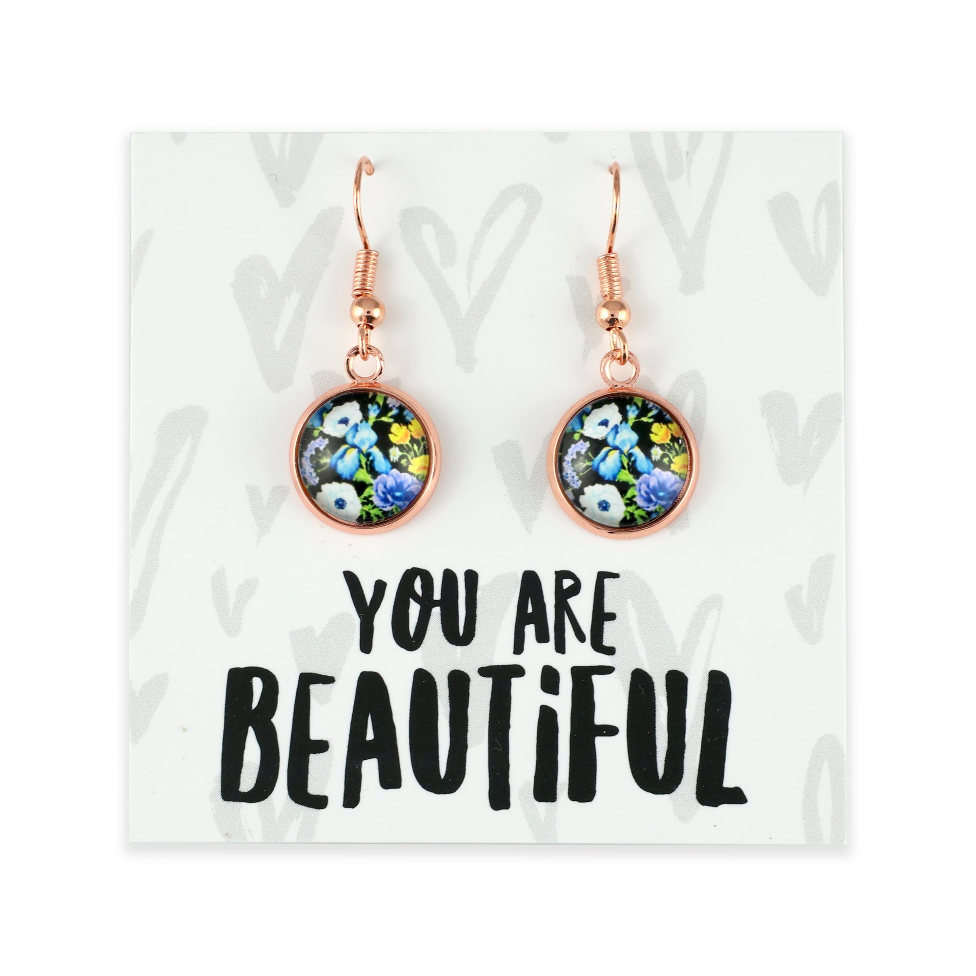 FLORAL WONDERS - You Are Beautiful - Rose Gold Dangle Earrings - BLOSSY (10952)