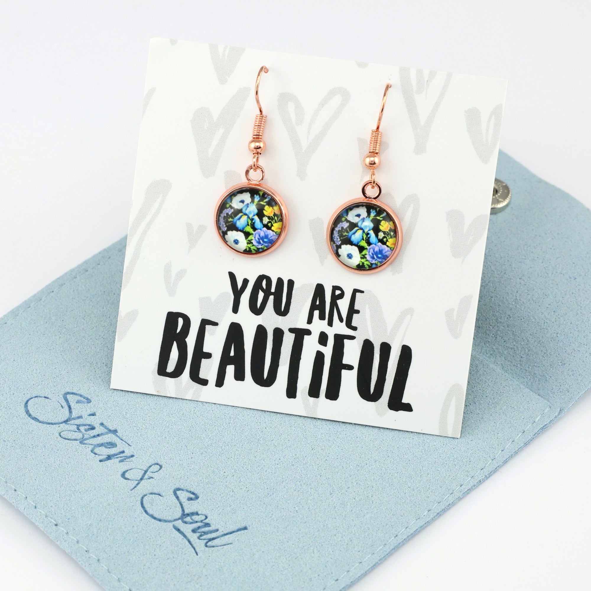 FLORAL WONDERS - You Are Beautiful - Rose Gold Dangle Earrings - BLOSSY (10952)