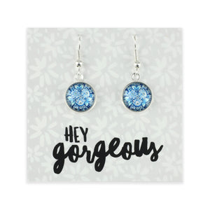 FLORAL WONDERS - BLUE BUDS - Hey Gorgeous - Bright Silver Dangle Earrings (10965)