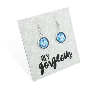 FLORAL WONDERS - BLUE BUDS - Hey Gorgeous - Bright Silver Dangle Earrings (10965)