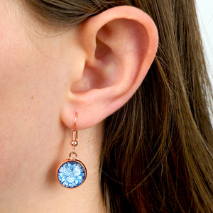 FLORAL WONDERS - Thank You For Being Awesome - Rose Gold Dangle Earrings - BLUE BUDS (10923)